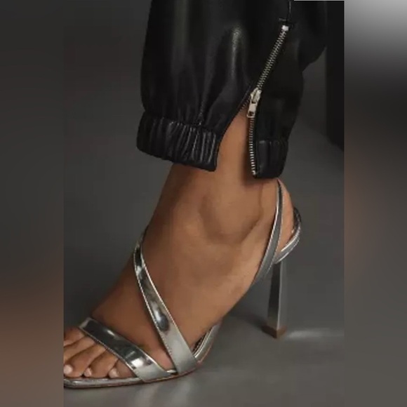 Anthropologie Avec Les Filles Faux Leather Black Joggers Pants Size Medium NWT - Picture 6 of 12